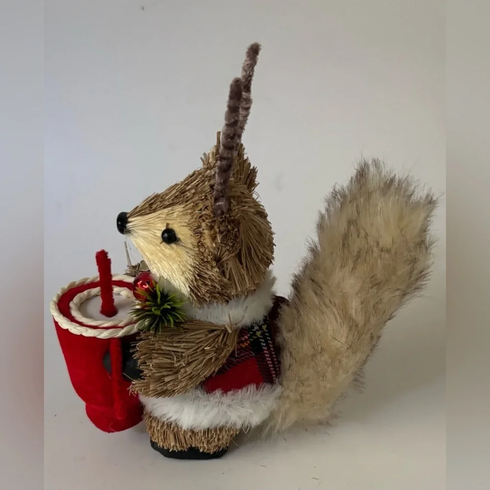 naturally decorative animals fox with a holiday drink NEW NWT Christmas festive